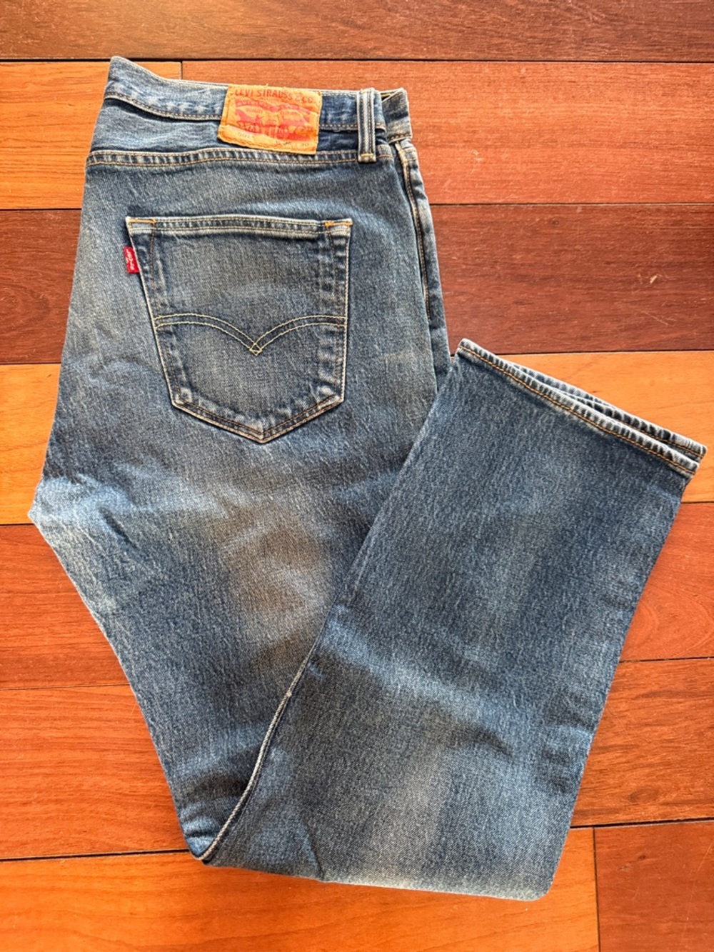 Levi's Straight Leg Denim Jeans in Faded Blue